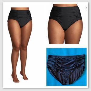 NEW Terra & Sky Women's Black Solid Highwaist Swimsuit Bottom Plus SZ 5X 32W-34W